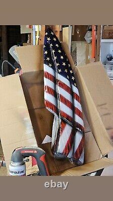 Hand-made/Carved Rustic Wooden American Draped Flag