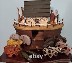 Hand-made Wooden Noah's Ark With Animals