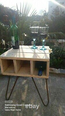 Hand made recycled wooden pallet wine bottle holder table. Very Strong