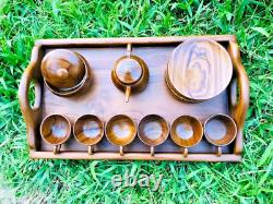 Hand made wooden (teak) tea /coffee set Free shipping within 3-5 Days