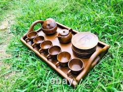 Hand made wooden (teak) tea /coffee set Free shipping within 3-5 Days