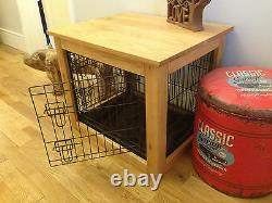 Handcrafted Solid Oak Dog Cages crates. Coffee side end table. Wooden crate