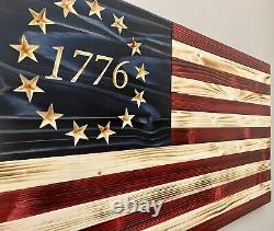Handcrafted Wooden Betsy Ross American Flag