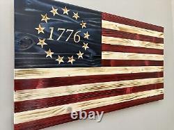 Handmade 1776 Betsy Ross Wooden American Flag by Eagle Wood Flag Company
