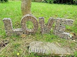 Handmade Finished Wooden Wicker Love Letter Valentine Freestanding Word Art Set