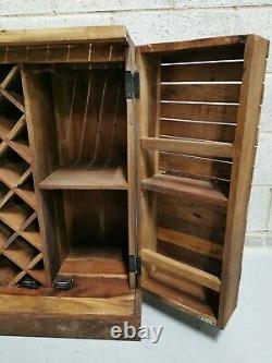 Handmade Rustic Vintage Reclaimed Wooden Drinks Wine Cabinet/ Shelving Storage
