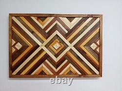 Handmade Rustic Wooden Wall Art Geometric Modern Farmhouse 25.5 x 17.25 x 1.5