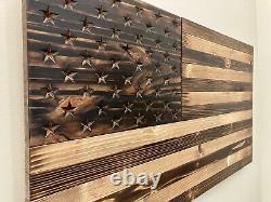 Handmade Wooden American Flag by Eagle Wood Flag Company 19.5x36