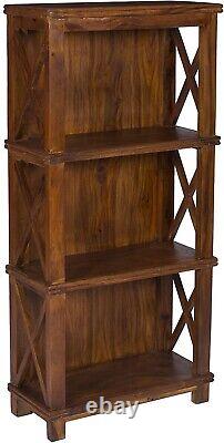 Handmade Wooden Bookcases with Cross Mesh design 3 Tier