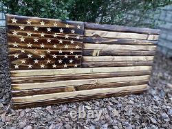 Handmade Wooden Distressed American Flag by Eagle Wood Flag Company