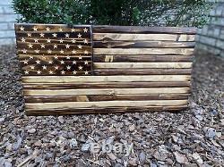 Handmade Wooden Distressed American Flag by Eagle Wood Flag Company
