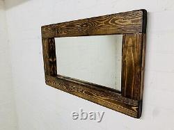 Handmade Wooden Mirror With in a Jacobean Wax Size 760mm H X 960mm L