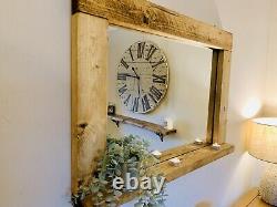 Handmade Wooden Mirror with Shelf