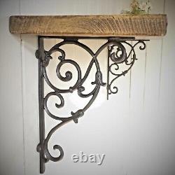 Handmade Wooden Shelf Cast Iron Brackets Solid Pine Country Style