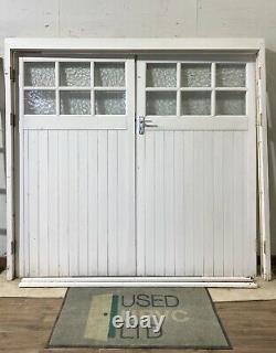 Handmade-bespoke Wooden Double Garage Doors-timber-georgian Bars-white-side Hung