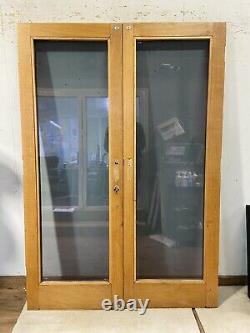 Handmade-bespoke Wooden French Doors-hardwood-solid Oak-all Glass-external-brown
