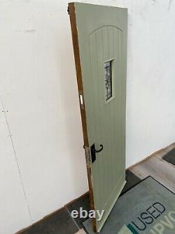 Handmade-bespoke Wooden Front Entrance Door-engineered Oak Veneer-porthole-green