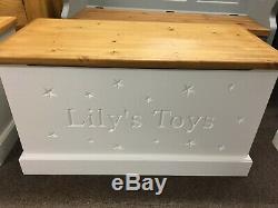 Handmade, personalised, solid, wooden Toy Box with soft closing lid