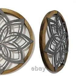 Heritage Round Wall Art, Metal Decorative Wall Medallions, Hand-Made wooden