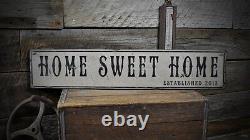 Home Sweet Home Est. Date Sign Rustic Hand Made Vintage Wooden Sign