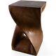 Honey Twist Wooden Stool/Table Hand Carved Smooth Acacia 50cm