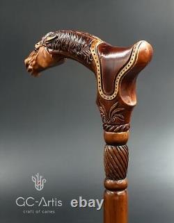 Horse Wooden Walking Cane classic accessory for men women ORIGINAL GC-Artis