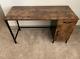 Industrial Computer Desk With Cupboard & Drawer Vintage Retro Rustic Wooden Table