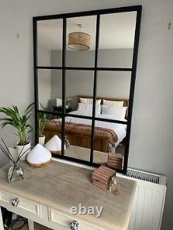 Industrial Style Hand Made Black Wooden Window Style Mirror Bespoke Hanging