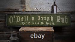 Irish Pub Eat Drink Be Happy Rustic Handmade Distressed Wooden Sign