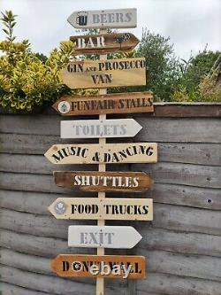 LARGE Personalised Rustic Wedding Signpost Vintage Wooden Wedding Direction SIGN