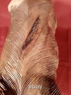 Large 61cm Hand Carved 80's Vintage Hand Made Wooden Wooden Cougar