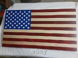 Large Handmade 36x19 Wooden American Flag Ready to Ship Free Shipping wall art