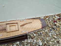 Large Model Lulworth Yacht 95cm On Stand Hand Made Wooden -maritime Ship Boat