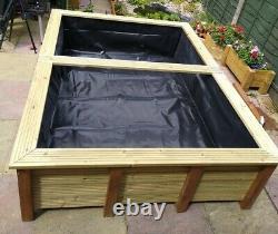 Large Raised Garden Pond Handmade Wooden Water Feature Bench Top Fish Pool 8x6
