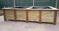Large Raised Garden Pond Handmade Wooden Water Feature Bench Top Fish Pool 8x6