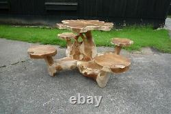 Large Teak Root Cafe Bistro Set Outdoor Garden Table & Chairs Set Teak Wood