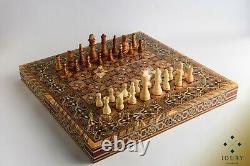Large Wooden Backgammon/ Chess set inlay with pearl Handmade/ quarantine & chill