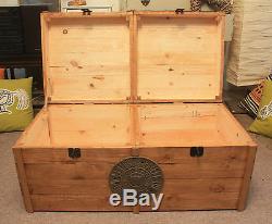 Large Wooden Chest Trunk Rustic vintage Storage Blanket Box Coffee Table