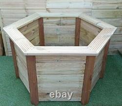 Large Wooden Planter Handmade Raised Tree Tub Flower Bed Preassembled 120x105x66