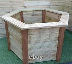 Large Wooden Planter Handmade Raised Tree Tub Flower Bed Preassembled 120x105x66