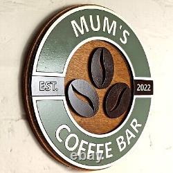 Large personalised coffee retro style sign / Custom kitchen vintage wooden sign