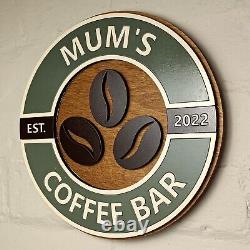 Large personalised coffee retro style sign / Custom kitchen vintage wooden sign