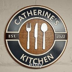 Large personalised kitchen retro style sign / Custom kitchen vintage wooden sign
