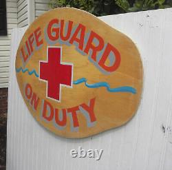 Lifeguard on Duty Sign hand painted wake board wooden beach surfing decor