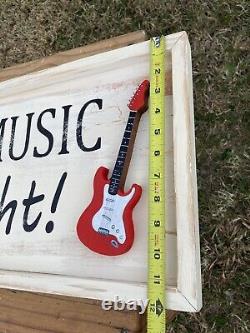 Live Music Tonight Wood Sign Acoustic Electric Guitar Rustic Vintage Old Look
