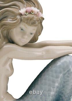 Lladro Illusion Mermaid Figurine #1413 Brand Nib Wooden Base Flowers Save$$ F/sh