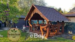 Log Gazebo, Bespoke, Tree Trunk, Hot Tub Shelter, Handmade Pavilion, Wooden Pergola