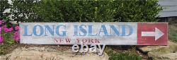 Long Island, New York Directional Wood Handmade Vintage Wooden Sign WWS000187