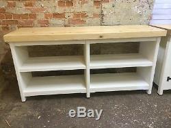 Long Rustic Wooden Solid Pine Freestanding Open Kitchen Centre Island Unit