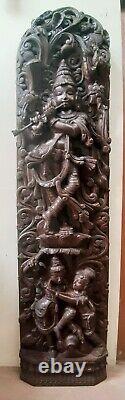 Lord Krishna Hindu Temple HUGE 6ft Sculpture Wooden Statue Figure Handmade Rare